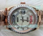 Replica Rolex Day-Date White Diamond Dial Rose Gold Watch 36 mm